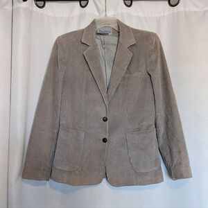 Women's Vintage Favorites Light Gray Corduroy Double Button Blazer Jacket Size M